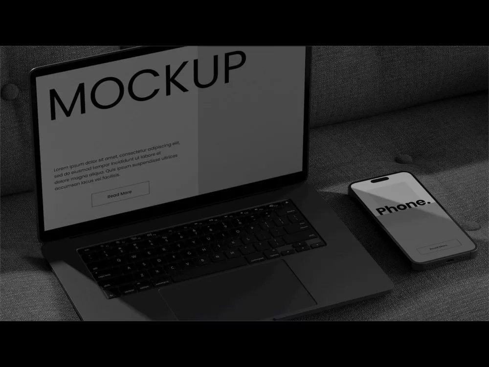 Free laptop and phone mockup (7 PSD scenes)