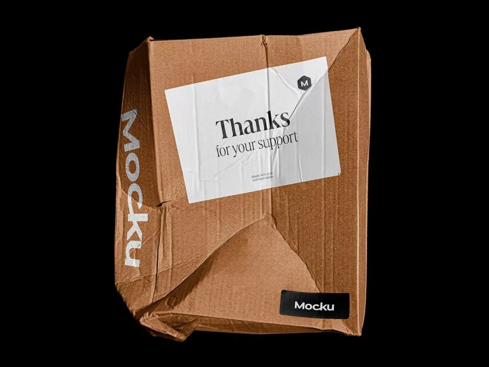 Free worn-out mailer box mockup (3 scenes)