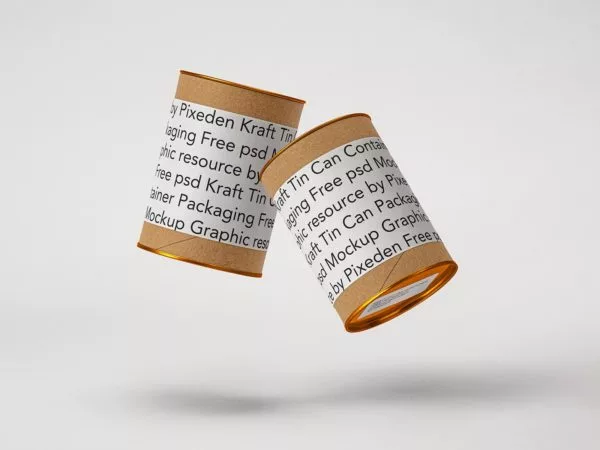 Kraft container tin can mockup