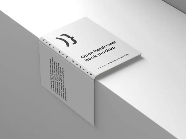 Open hardcover book mockup