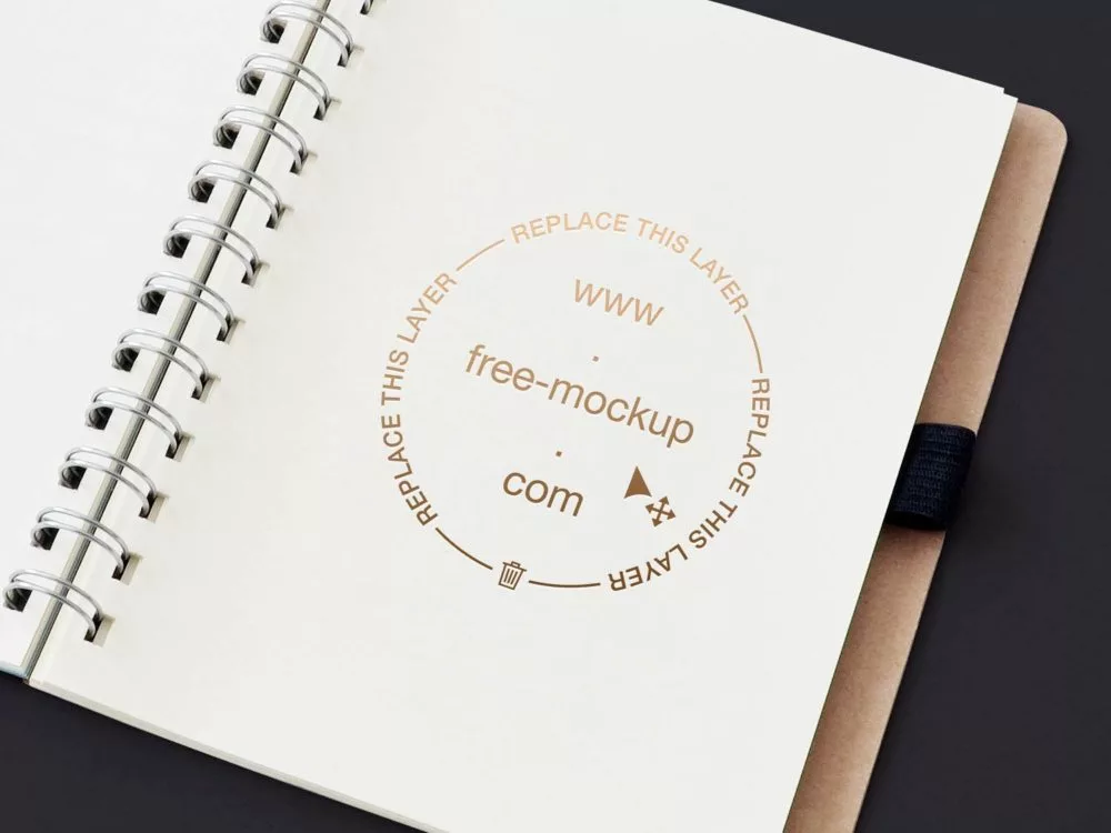 Open notebook paper logo mockup