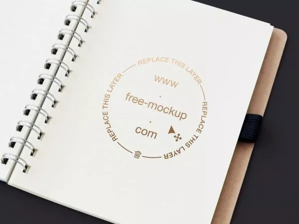 Open notebook paper logo mockup