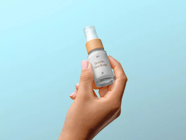 Small cosmetic pump bottle mockup