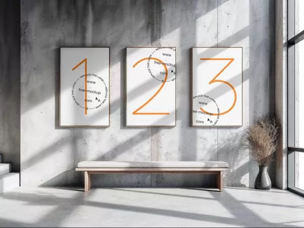 Three Posters Mockup (PSD)
