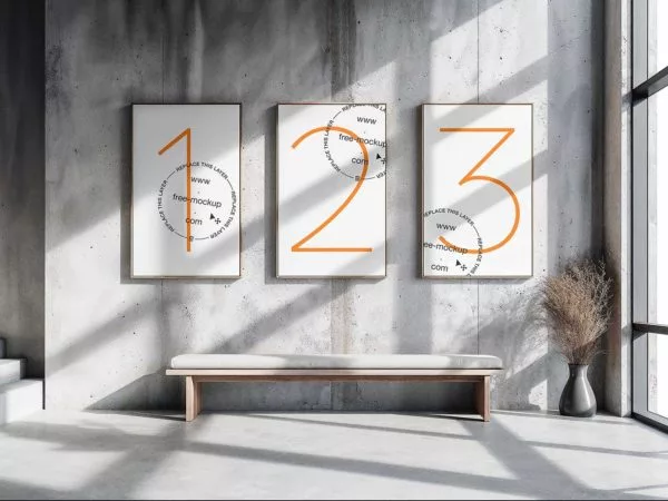 Three Posters Mockup (PSD)