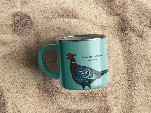 Enamel Mug Mockup on Sand