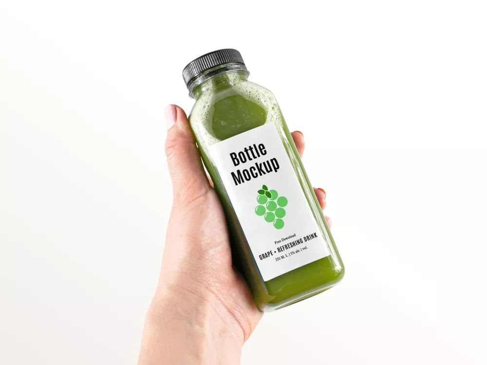 Free healthy bottle label mockup