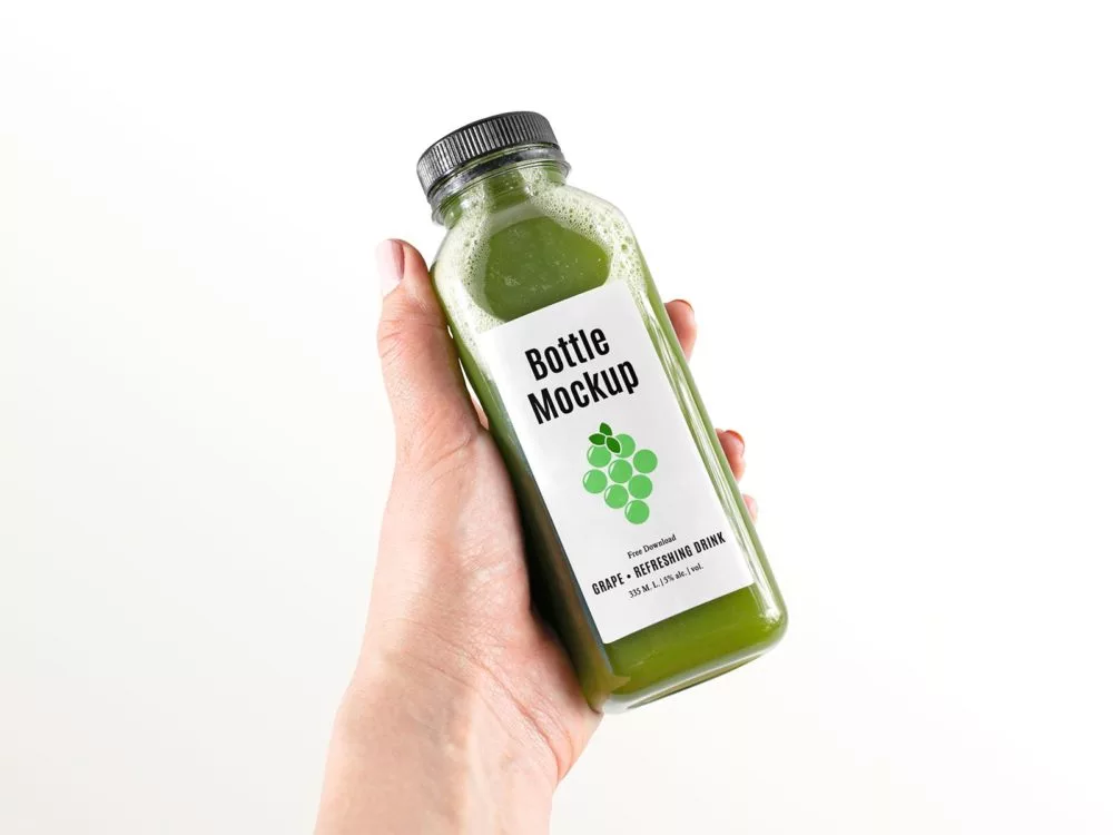 Free healthy bottle label mockup