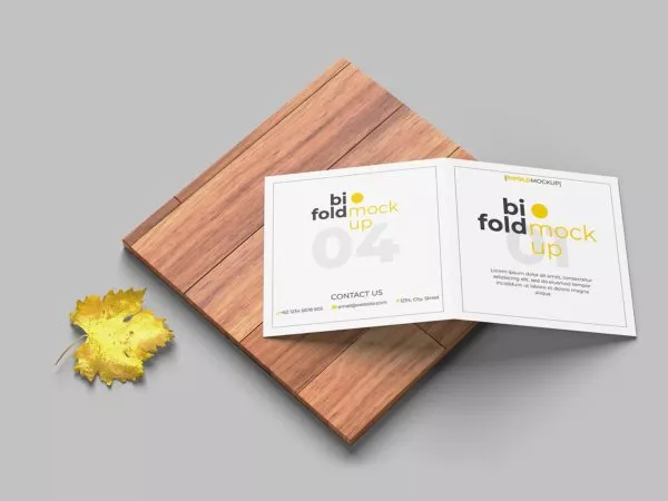 Square bifold brochure mockup