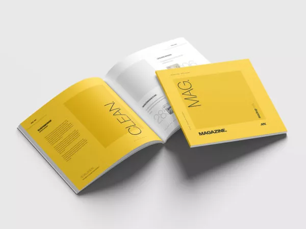 Square Catalog / Book Mockup (4 Scenes)