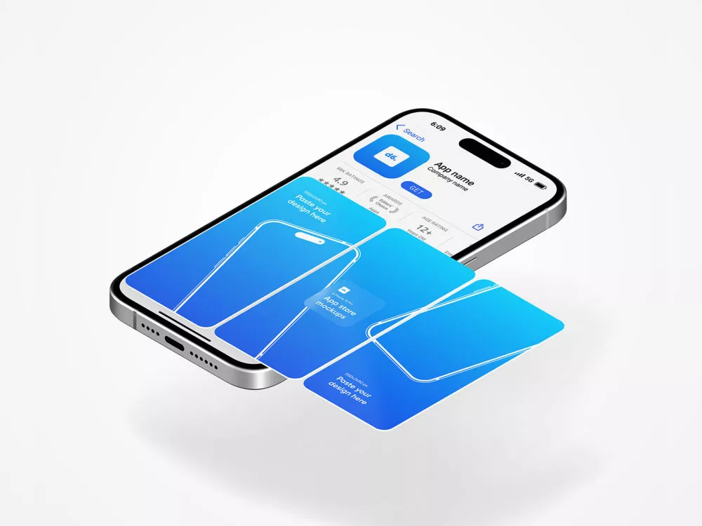 App store mockup on iPhone screen