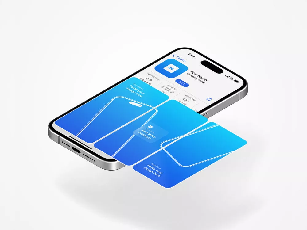 App store mockup on iPhone screen