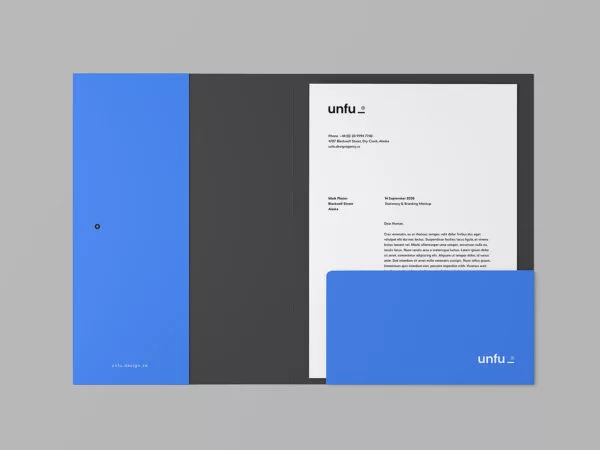 Stationery brand paper with a folder mockup