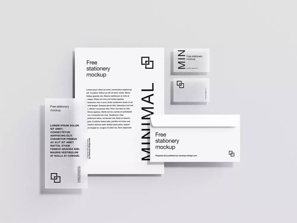 Stationery set minimalist mockup