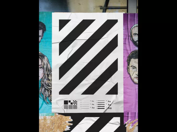 Wrinkled Glued Poster Mockup