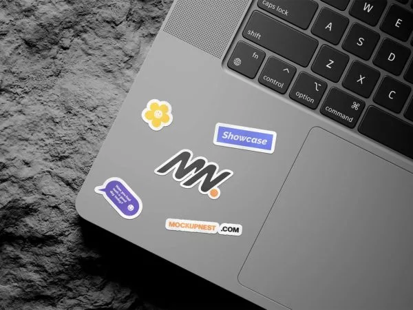 Sticker Mockup on a Laptop
