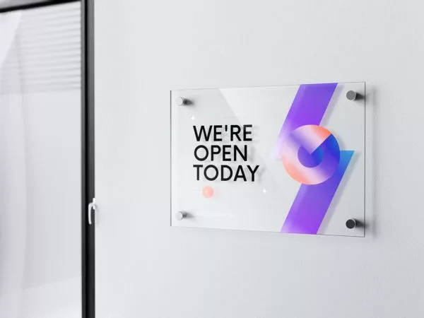 Glass Sign Logo Mockup