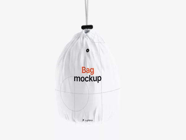 Hanging Cotton Drawstring Bag Mockup