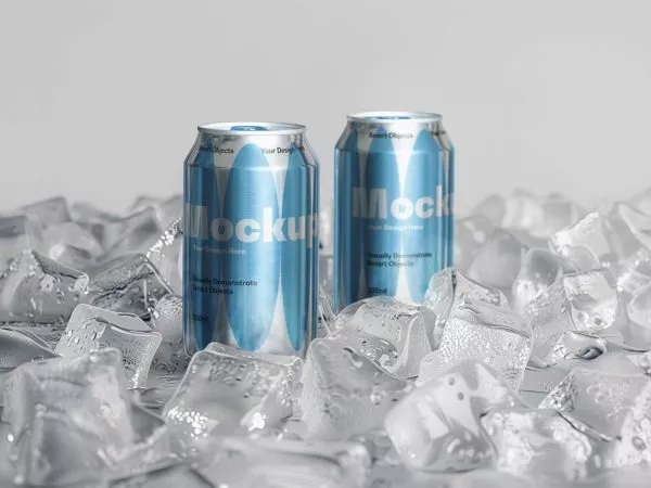Ice Cubes and Soda Can Mockups