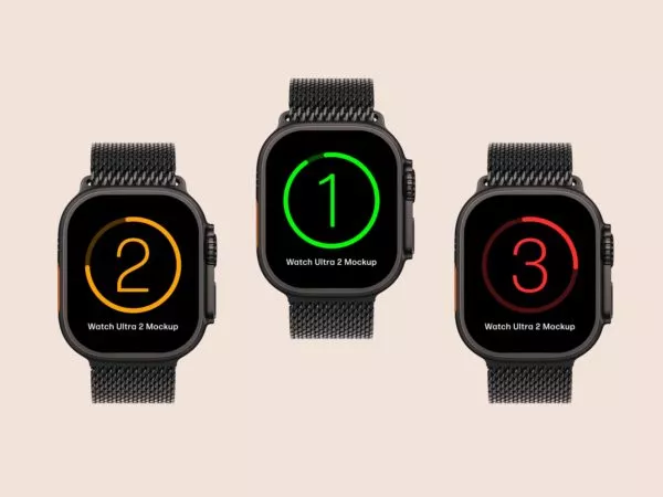 Multi Screen Apple Watch Ultra 2 Mockup