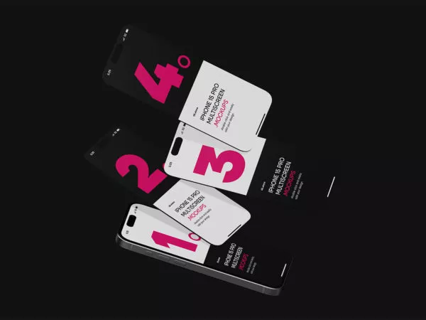 Multiscreen App Mockups with iPhone 15 Pro Screen