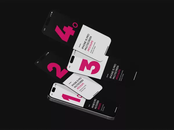 Multiscreen App Mockups with iPhone 15 Pro Screen