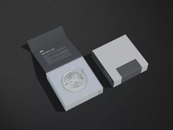 Square Coin Capsule Box Mockup