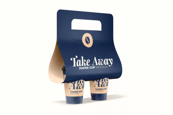 Takeout Paper Cup Mockups with Holder | The Free Mockup