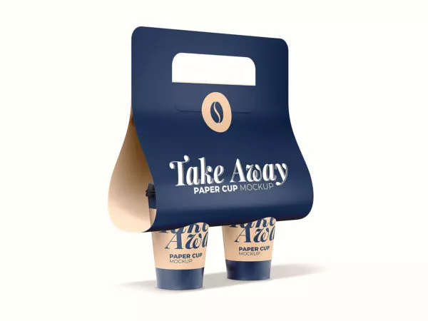 Takeout Paper Cup Mockups with Holder