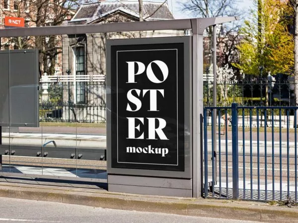 Bus Stop City Light Poster Mockup