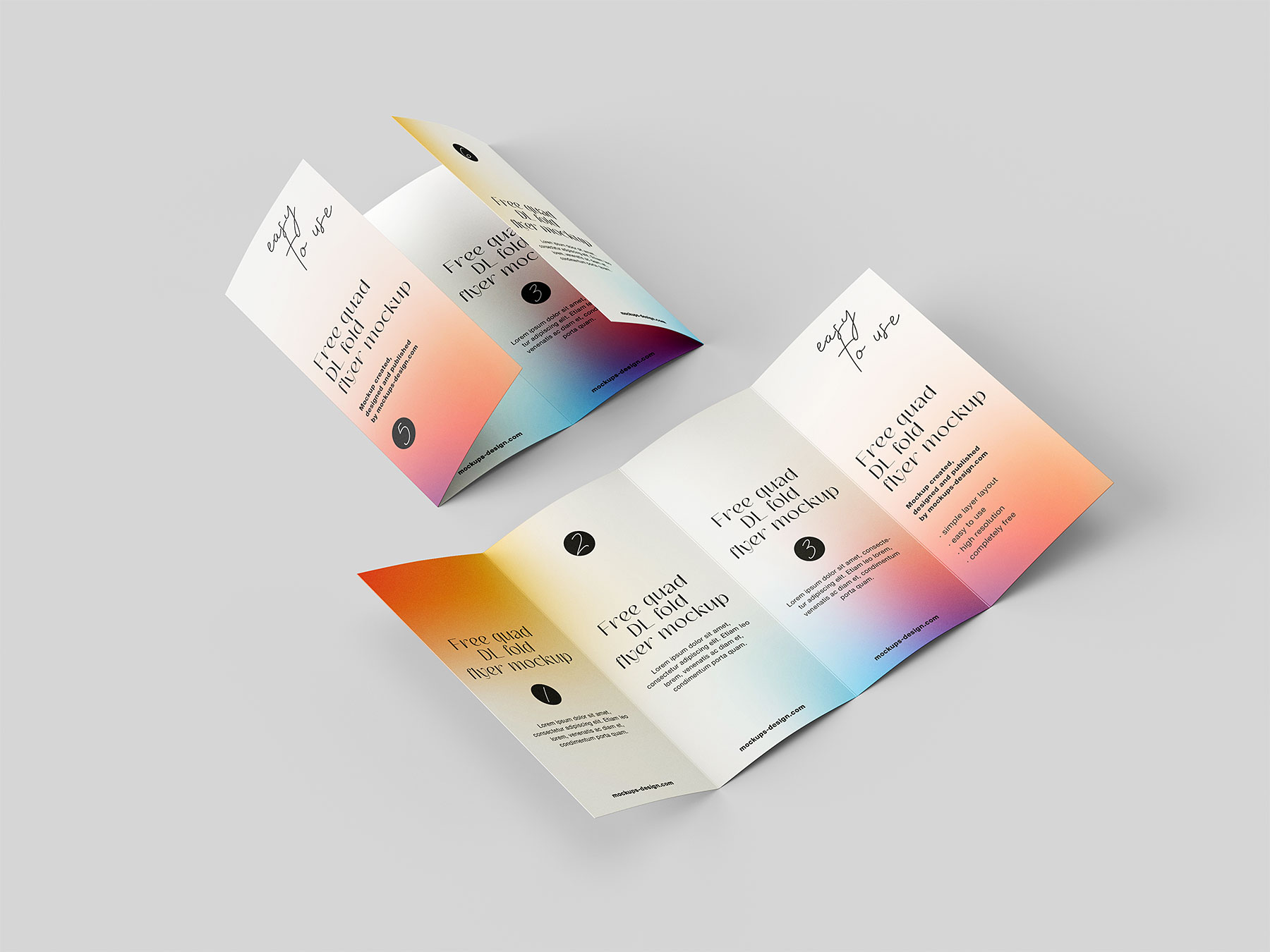 DL Quad-Fold Flyer Free Mockups