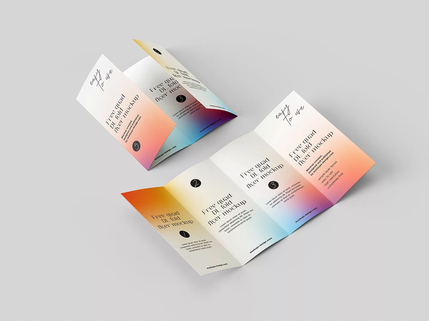 DL Quad-Fold Flyer Free Mockups