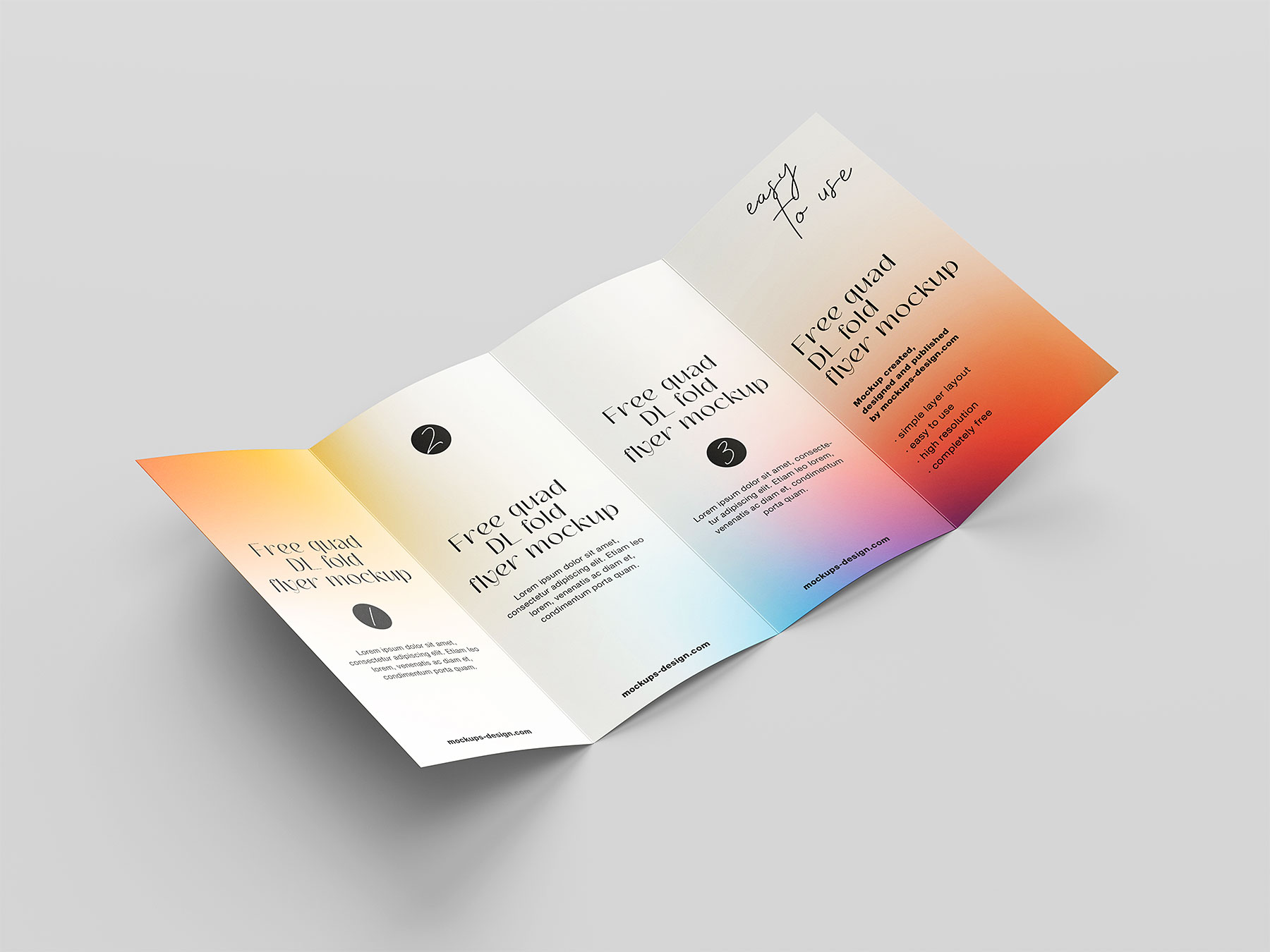 DL Quad-Fold Flyer Free Mockups