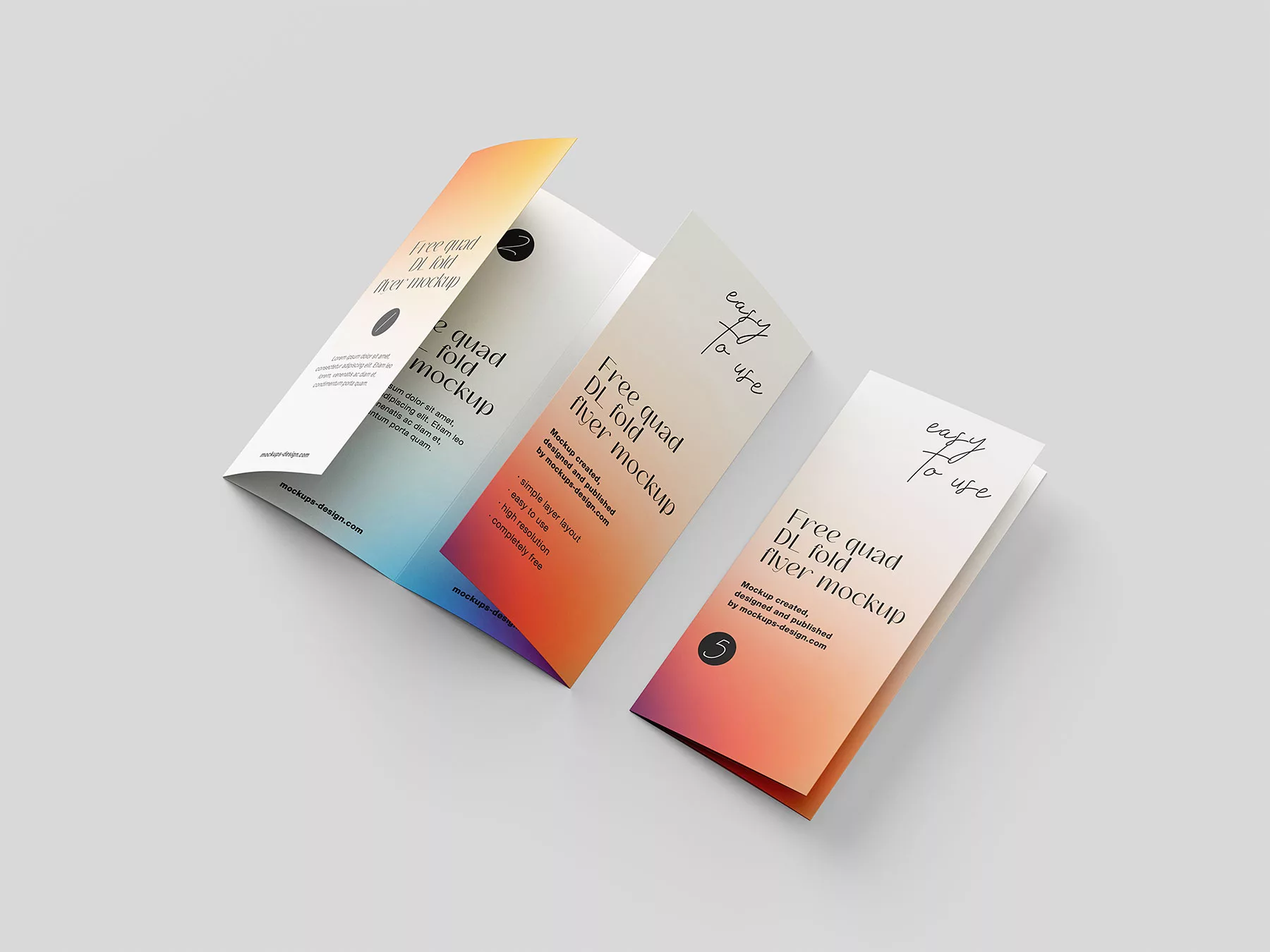 DL Quad-Fold Flyer Free Mockups