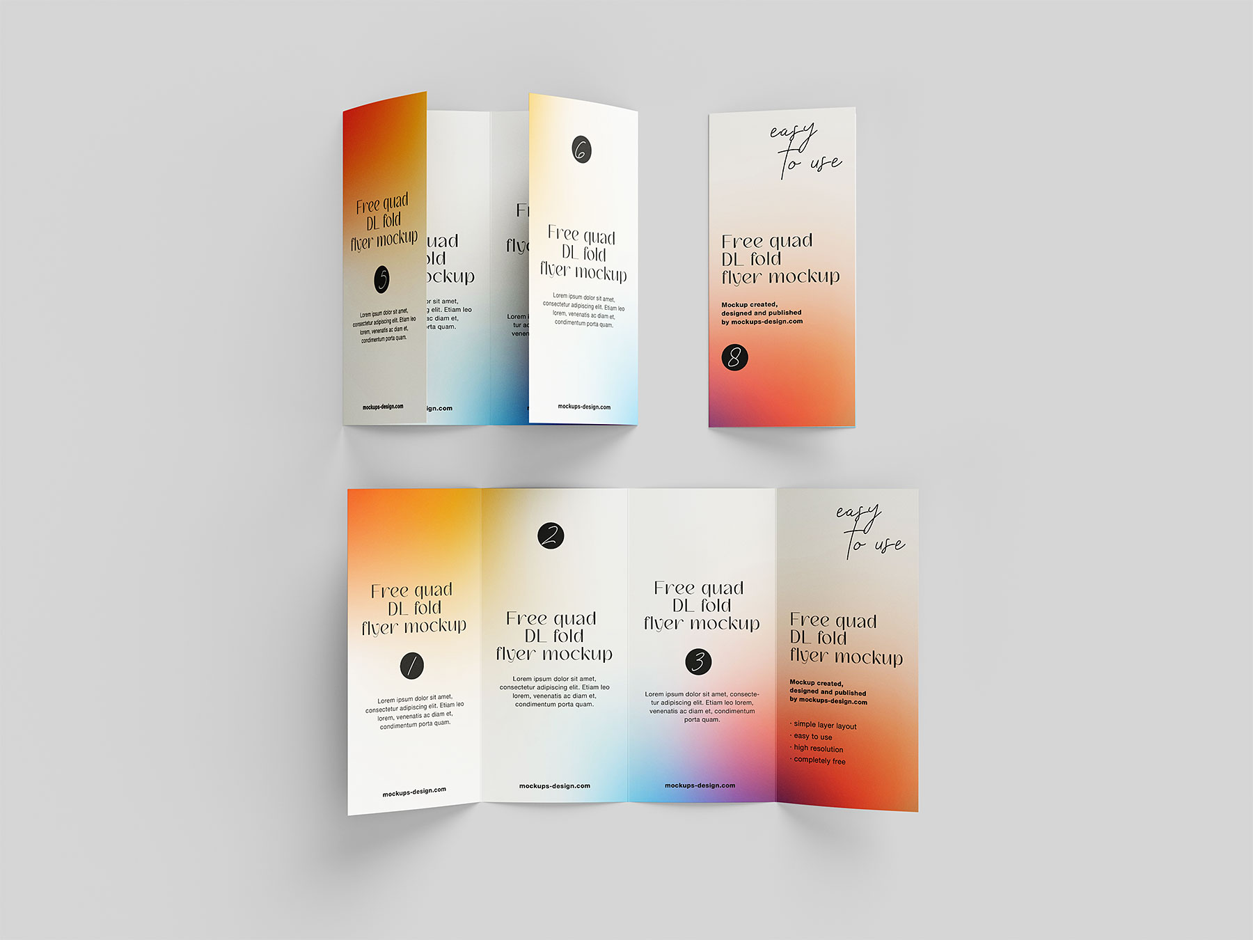 DL Quad-Fold Flyer Free Mockups