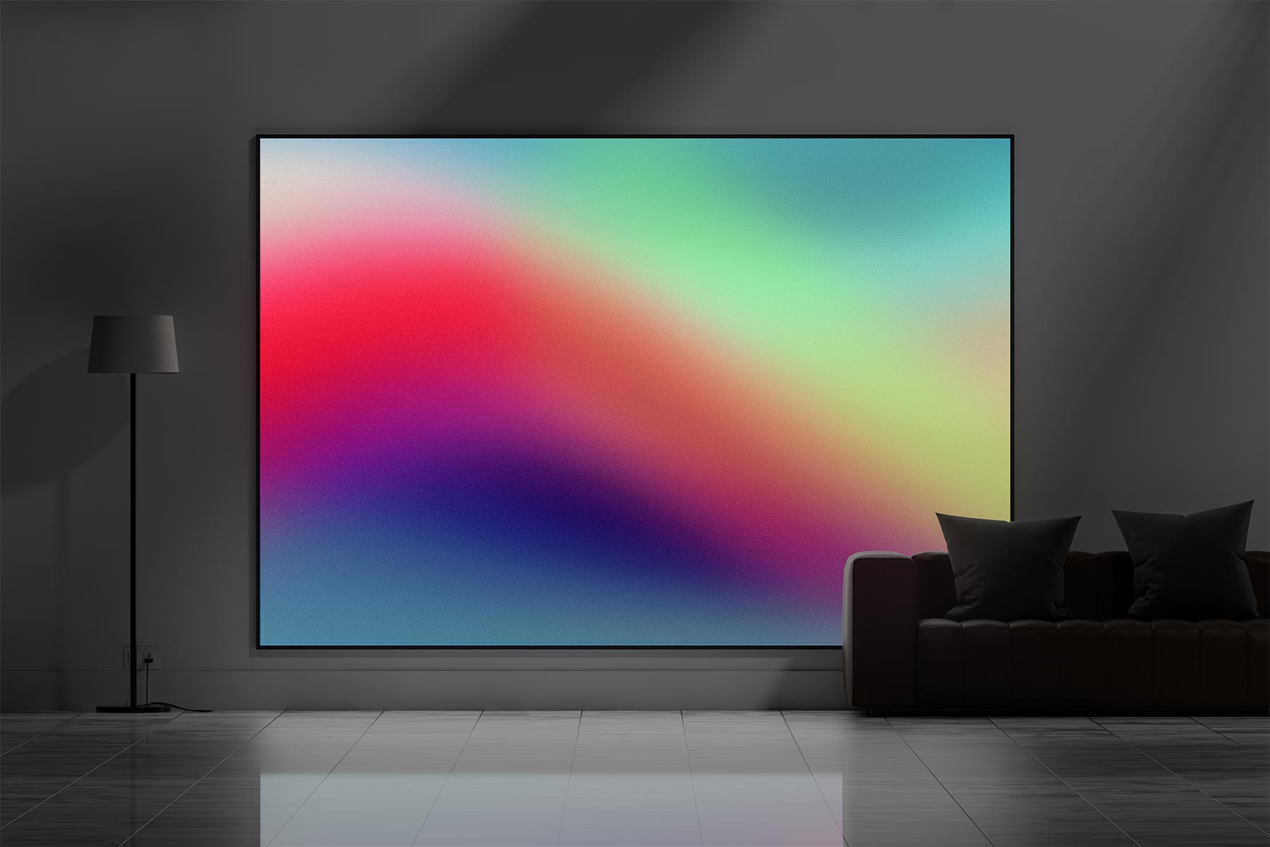 Interior Big Digital Screen Artwork Mockup