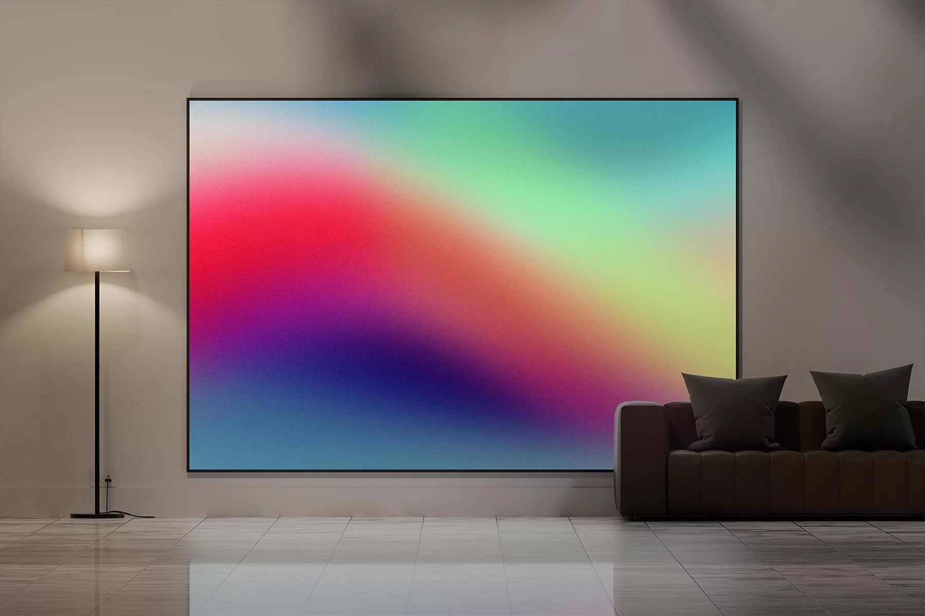 Interior Big Digital Screen Artwork Mockup