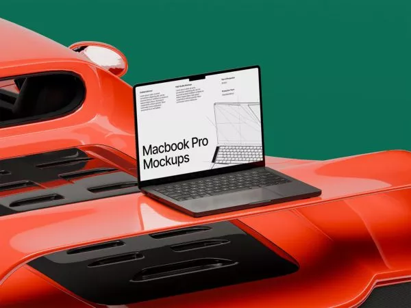 MacBook Pro Free Mockups – Car Themed Scenes