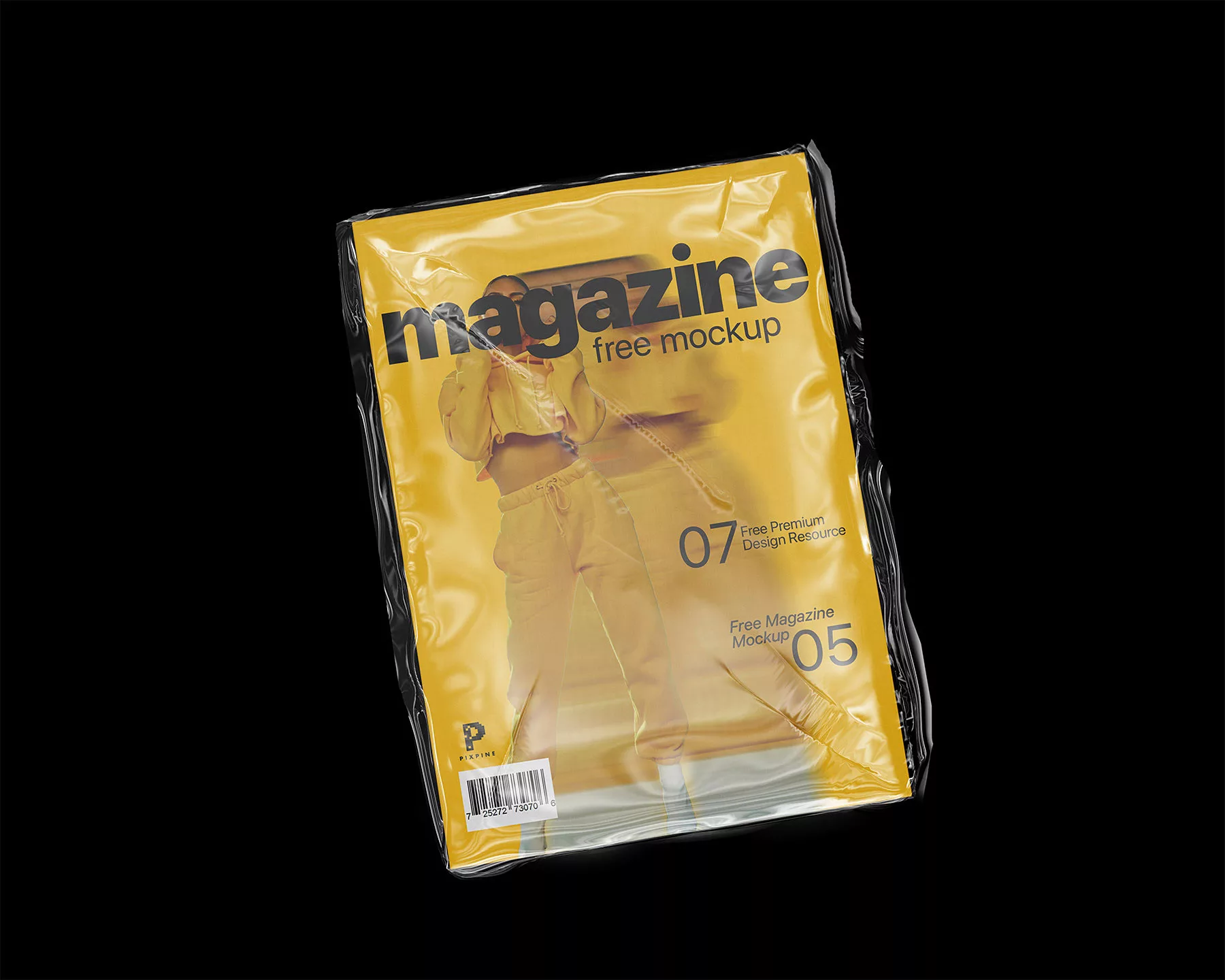 Magazine Transparency Magazine Mockup Wrapped in Transparent Plastic