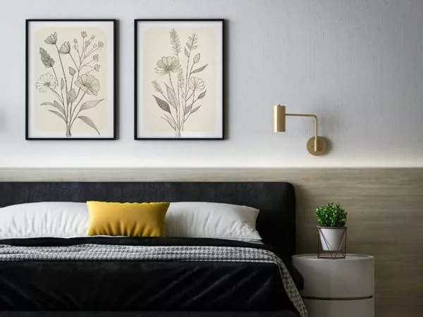 Two Posters Mockups in Bedroom
