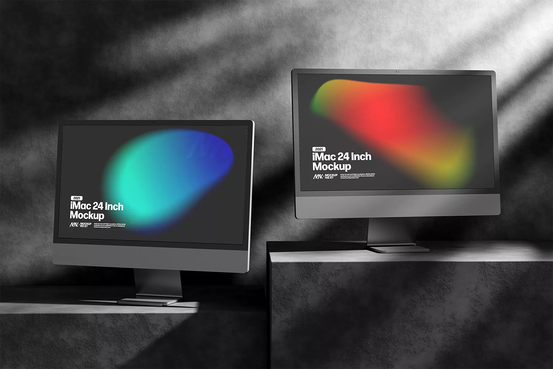 iMac Free Mockups – Dark Scenes