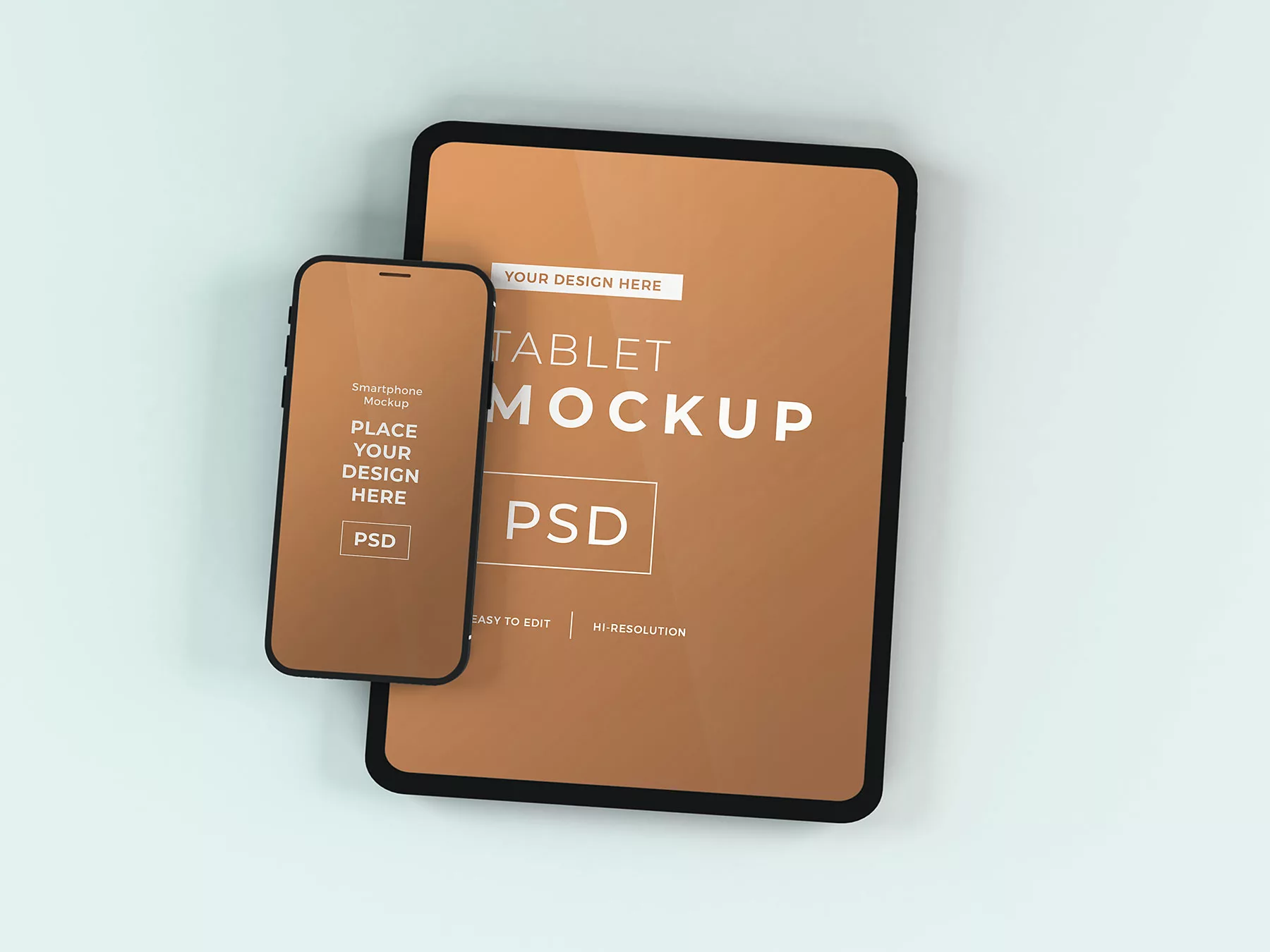 Free Tablet with Smartphone Mockup