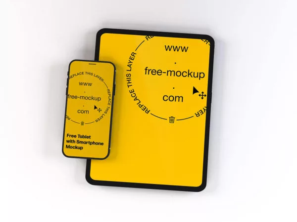 Tablet with Smartphone Mockup
