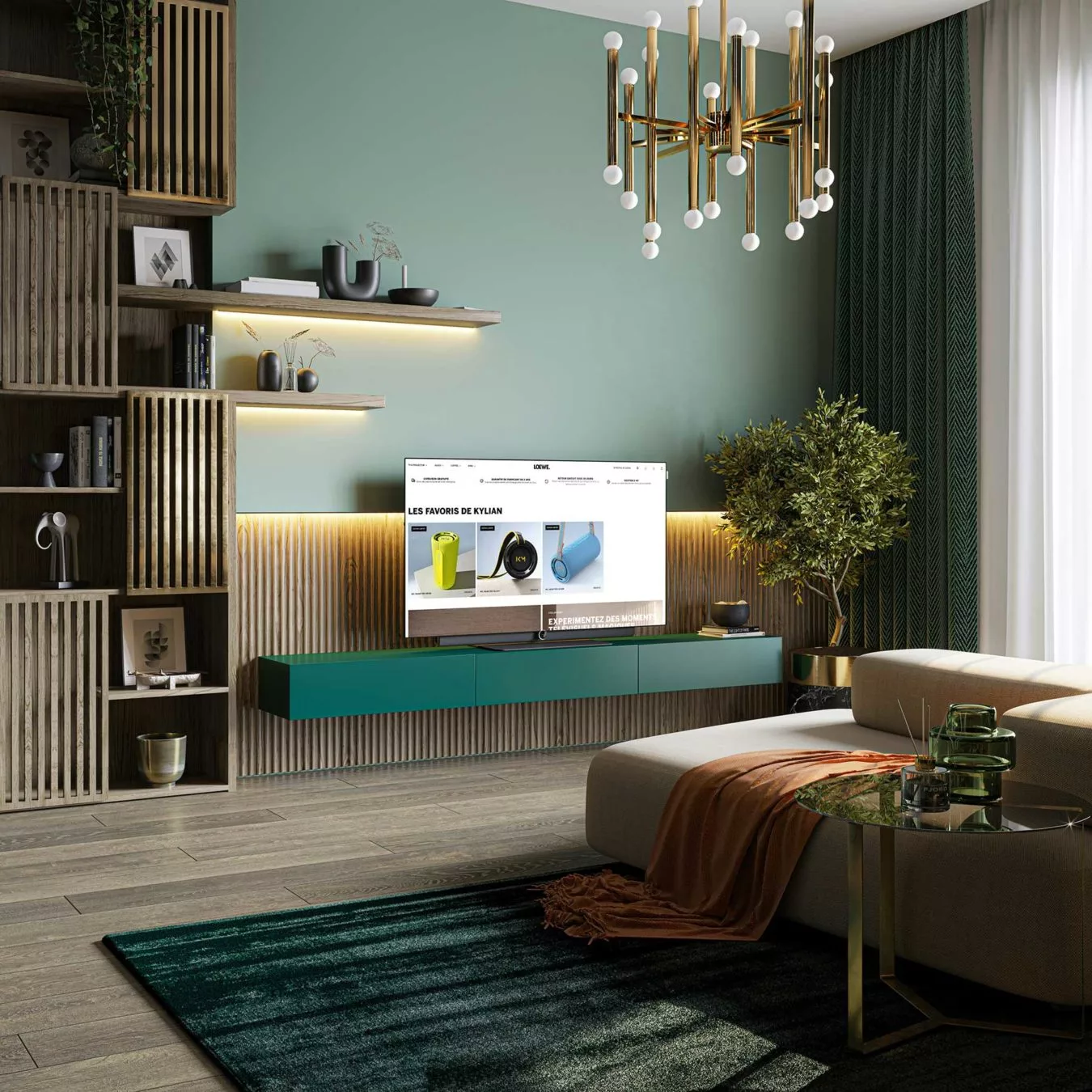 Mockup Showcasing TV Screen in Modern Living Room