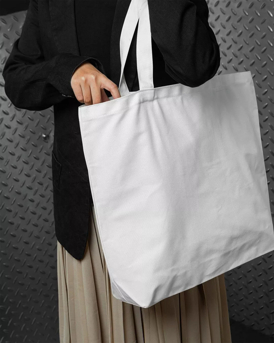 Mockup Showing Woman with Tote Bag
