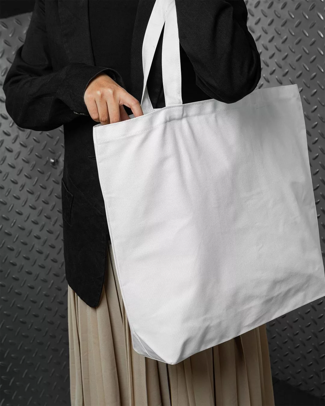 Mockup Showing Woman with Tote Bag