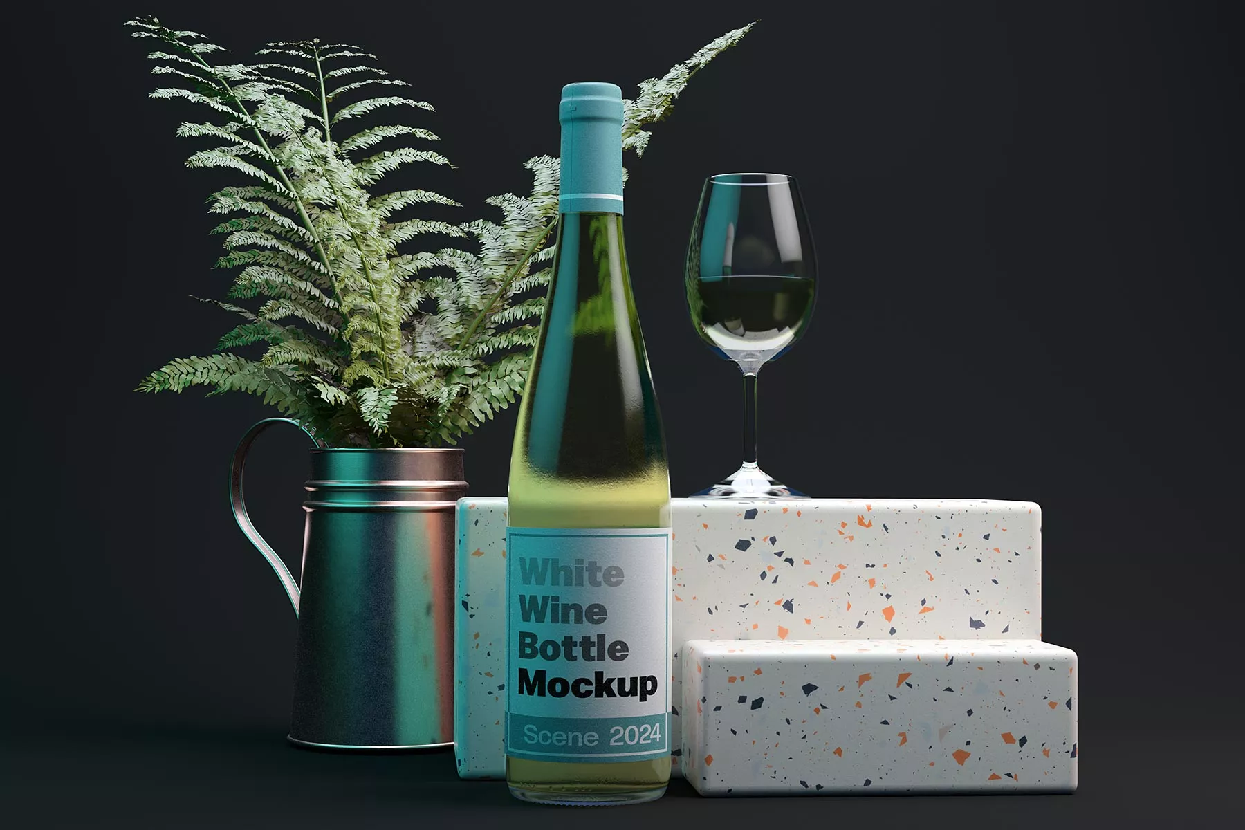 White Wine Bottle Mockup Scene