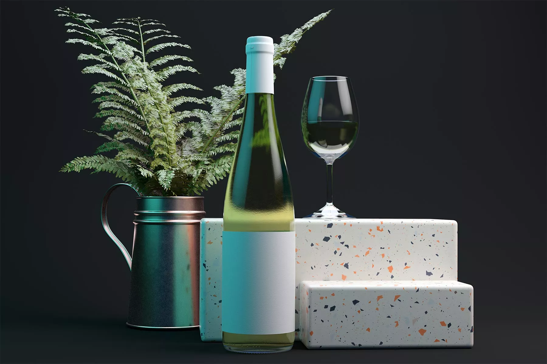 White Wine Bottle Mockup Scene