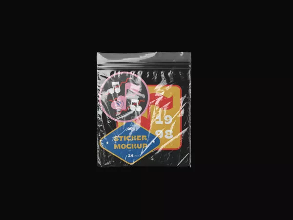 Sticker Mockups Inside Grip Seal Bag