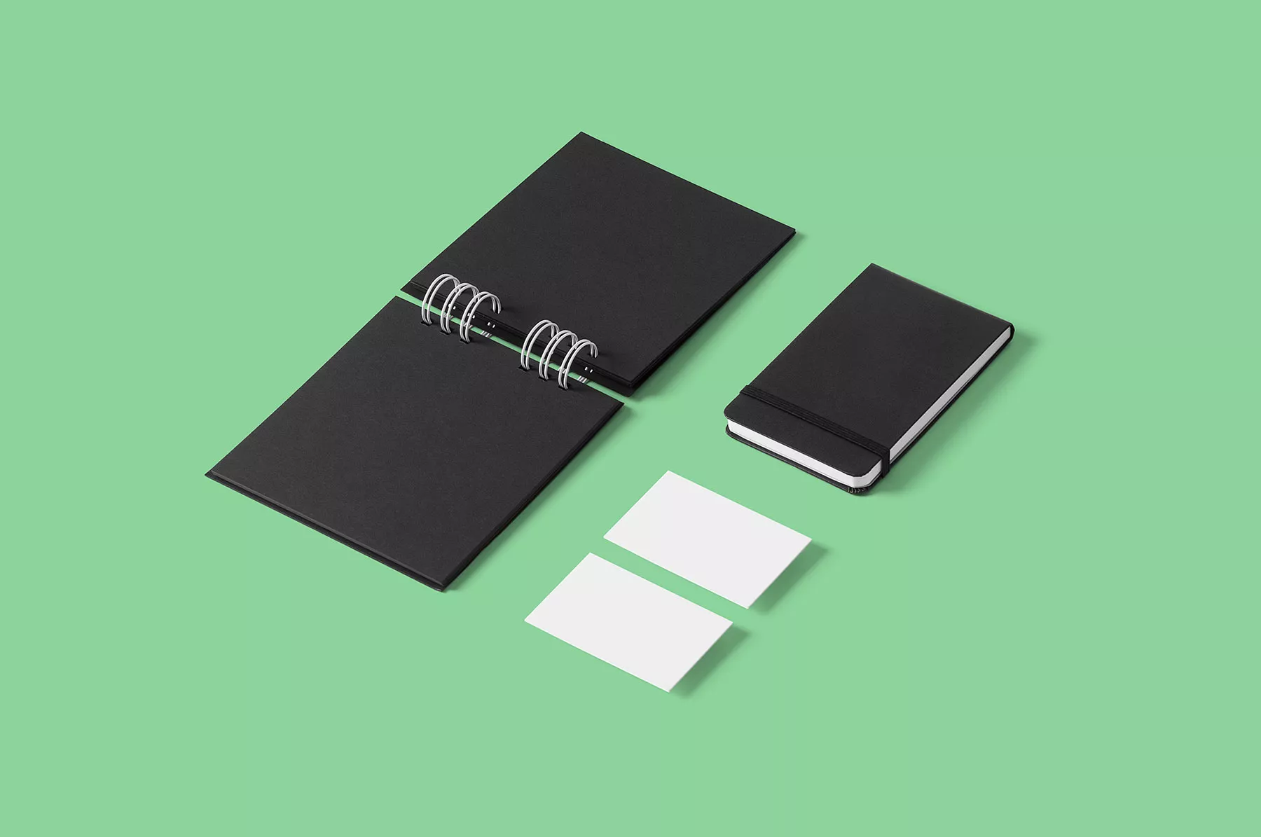 Notebooks with Business Cards Stationery Free Mockups